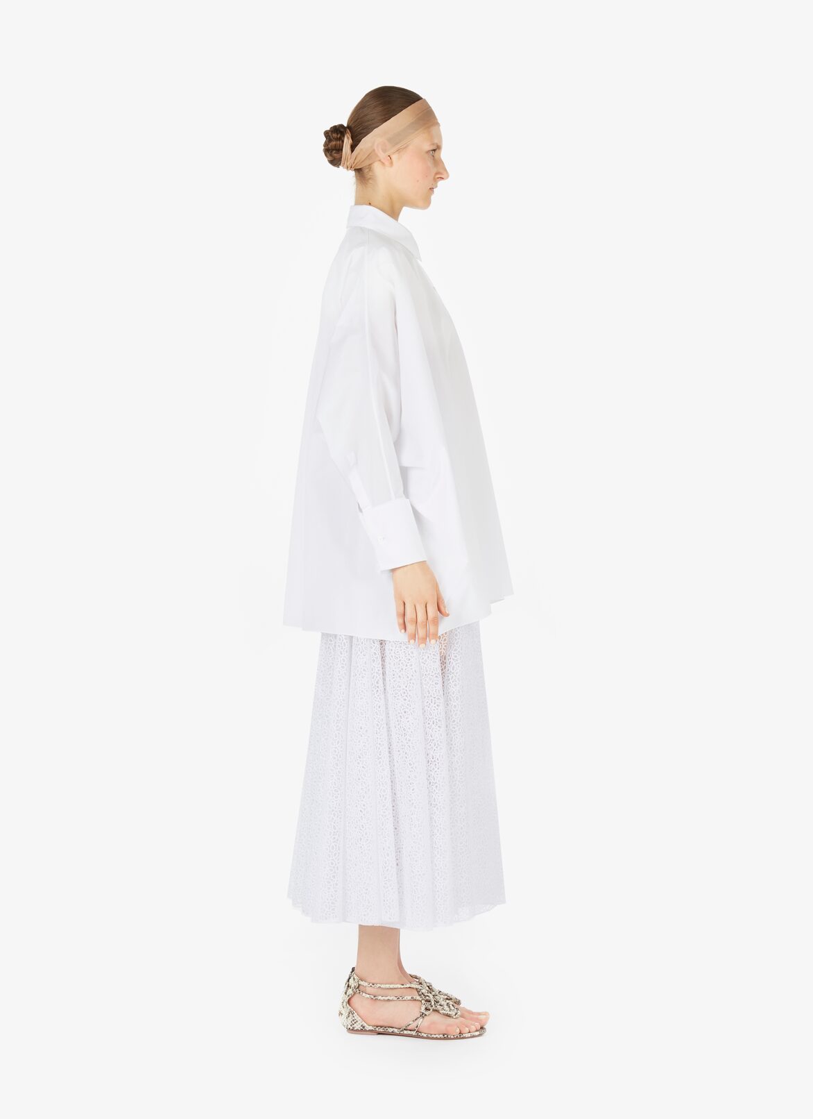 Flowing Macramé Tulle Skirt ALAÏA WHITE FLOWING MACRAMÉ TULLE SKIRT